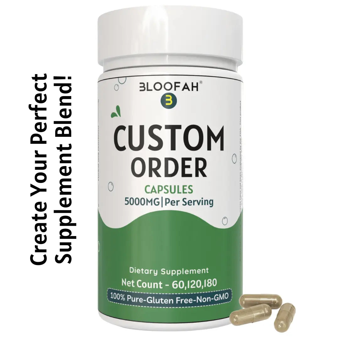 Bloofah Custom Capsule Order - Personalized Supplement, Choose Your Ingredients, Dosage & Capsule Count, Tailored to Your Health Needs, Natural & High-Quality Custom Capsules - Bloofah