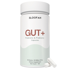 Bloofah Gut+ Women’s Probiotic 50 Billion CFU | 18 Strain Formula with Prebiotic & Cranberry | Daily Digestive & Balance Support (120 Capsules)