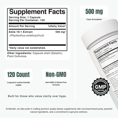 Bloofah AF Amla Capsules 500mg | Emblica officinalis (Indian Gooseberry) Extract | 120 Capsules