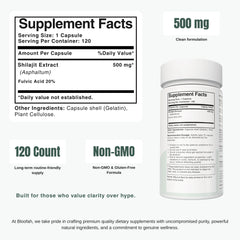 Bloofah SJ – Shilajit Capsules 500mg | Energy & Vitality Support (120 Capsules)