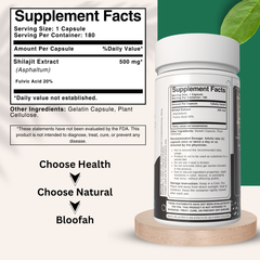 Bloofah Shilajit Capsules 500mg | Himalayan Shilajit Supplement for Men - (High in Trace Minerals, No Fillers) Premium Shilajit Extract 20% (from India) Natural, Non GMO