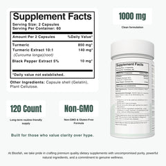 Bloofah TC – Turmeric Capsules 1000mg | Joint Comfort & Antioxidant Support (120 Capsules)