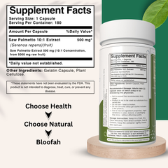 Bloofah Saw Palmetto Extract Capsules 500mg - Natural Prostate Health Support Supplement | Non-GMO and Gluten Free Formula Extra Strength Saw Palmetto Berry Powder (Serenoa repens)