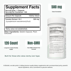 Bloofah LY Lycopene Supplement 500mg | Tomato Fruit Extract Capsules | Rich in Naturally Occuring Lycopene