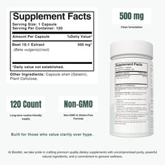 Bloofah BR Beet Root Capsules 500mg | Energy & Stamina Support (120 Capsules)