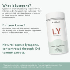 Bloofah LY Lycopene Supplement Capsules 500mg | Tomato Fruit 10:1 Concentrated Extract – Antioxidant Support (120 Capsules)