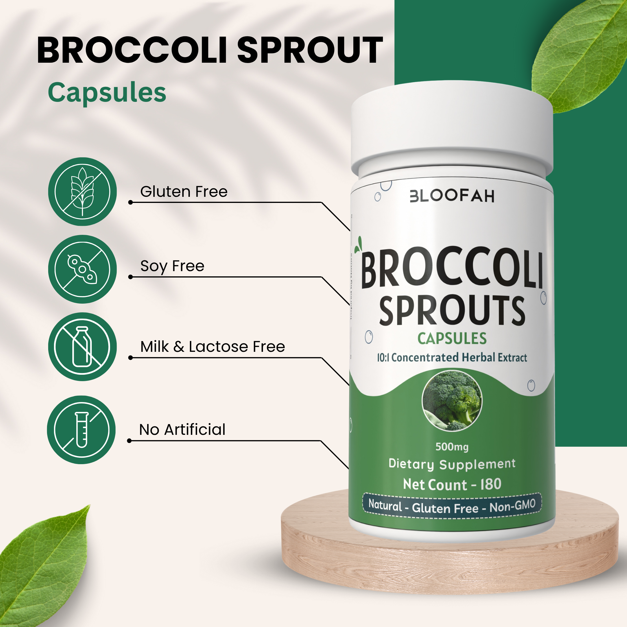 Bloofah Broccoli Sprout Extract Supplement 500mg | Broccoli Sprout (Brassica oleracea VAR. Italica) Extract 10:1 Powder | 100% Pure, Natural, Gluten-Free Formula Herbal Supplements Bloofah Broccoli Sprout Extract Supplement 500mg | Broccoli Sprout (Brassica oleracea VAR. Italica) Extract 10:1 Powder | 100% Pure, Natural, Gluten-Free Formula Herbal Supplements
