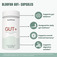 Bloofah Gut+ Women’s Probiotic 50 Billion CFU | 18 Strain Formula with Prebiotic & Cranberry | Daily Digestive & Balance Support (120 Capsules)