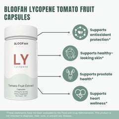 Bloofah LY Lycopene Supplement Capsules 500mg | Tomato Fruit 10:1 Concentrated Extract – Antioxidant Support (120 Capsules)