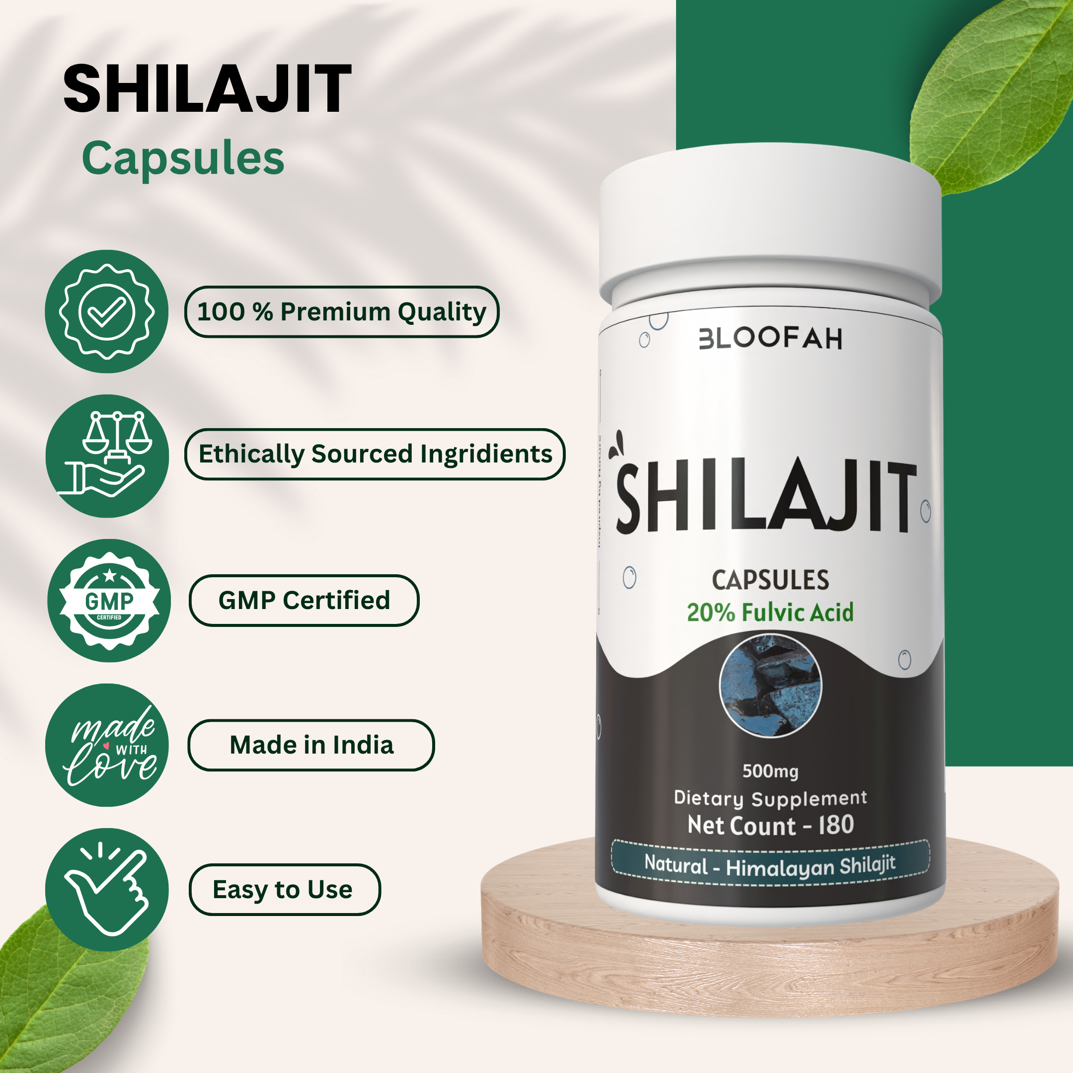 Bloofah Shilajit Capsules 500mg | Himalayan Shilajit Supplement for Men - (High in Trace Minerals, No Fillers) Premium Shilajit Extract 20% (from India) Natural, Non GMO Bloofah Shilajit Capsules 500mg | Himalayan Shilajit Supplement for Men - (High in Trace Minerals, No Fillers) Premium Shilajit Extract 20% (from India) Natural, Non GMO