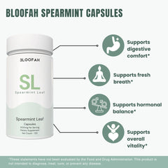 Bloofah SL – Spearmint Capsules 1000mg | Digestion & Freshness Support (120 Capsules)