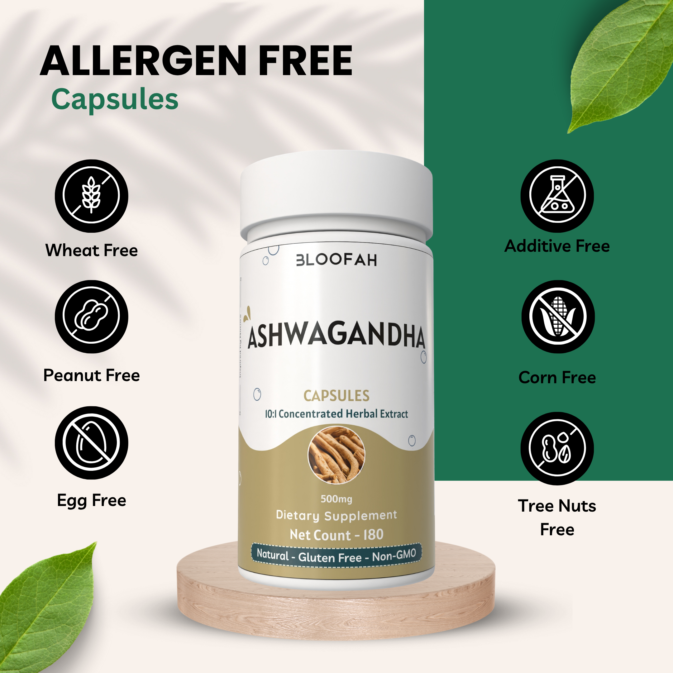Bloofah Ashwagandha Capsules 500mg - (Withania somnifera) 10:1 Extract Powder, 100% Natural & Pure, Non-GMO, Gluten-Free, Extra Strength Herbal Suppleemnt for Men & Women Bloofah Ashwagandha Capsules 500mg - (Withania somnifera) 10:1 Extract Powder, 100% Natural & Pure, Non-GMO, Gluten-Free, Extra Strength Herbal Suppleemnt for Men & Women