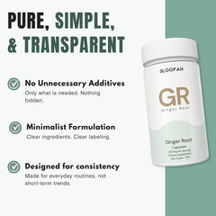 Bloofah GR – Ginger Capsules 500mg | Digestion & Comfort Support (120 Capsules)