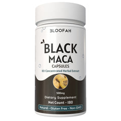 Bloofah Black Maca Capsules 500mg | Natural Black Maca (Lepidium meyenii Walpers) Root Extract 10:1 Powder | 100% Natural Herbal Supplement | Non-GMO, Gluten Free