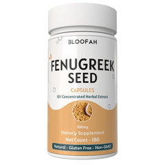 Bloofah Fenugreek Seed Capsules 500mg | 100% Natural Fenugreek Seed Extract 10:1 (Trigonella foenum-graecum) Herbal Supplement for Overall Health Well-Being | Non-GMO, Gluten Free