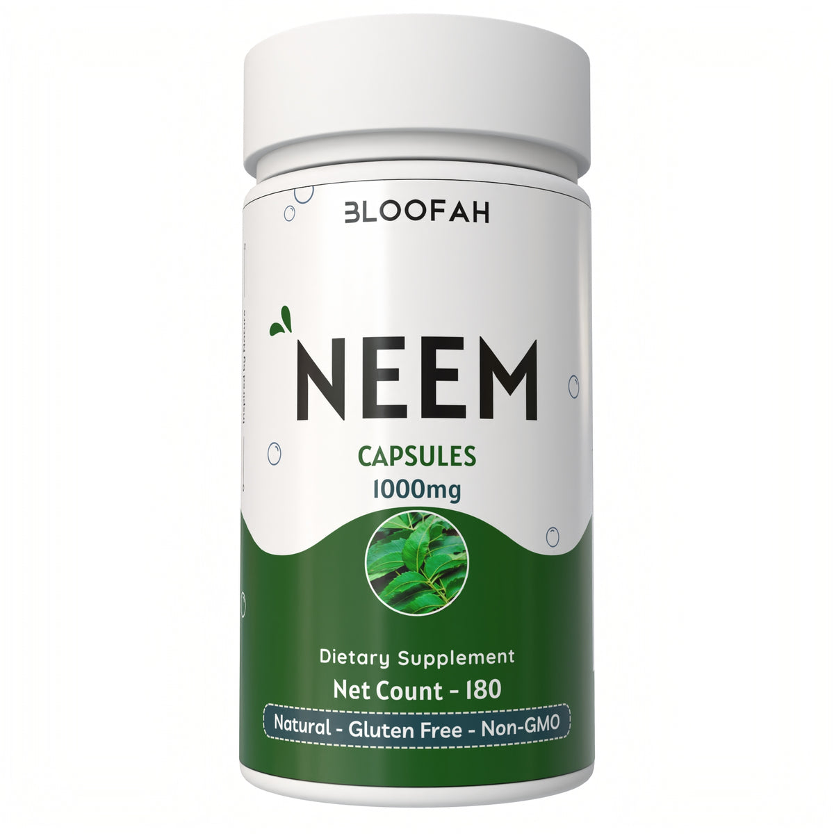 Bloofah Neem Leaf Powder Capsules 1000mg (Azadirachta Indica) Herbal Supplement for Natural Wellness, Non-GMO, Gluten-Free, 100% Pure Neem Leaf Powder For Overall Health
