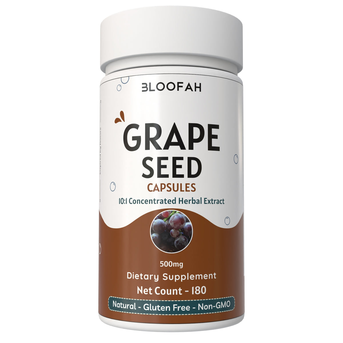 Bloofah Grape Seed Capsules 500mg | Extra Strength 10:1 Extract Powder Eq. to 5000mg (Vitis vinifera) Natural Herbal Supplement, Non-GMO, Gluten-Free