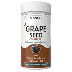 Bloofah Grape Seed Capsules 500mg | Extra Strength 10:1 Extract Powder Eq. to 5000mg (Vitis vinifera) Natural Herbal Supplement, Non-GMO, Gluten-Free