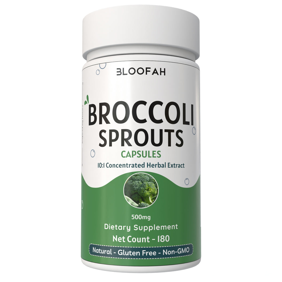 Bloofah Broccoli Sprout Extract Supplement 500mg | Broccoli Sprout (Brassica oleracea VAR. Italica) Extract 10:1 Powder | 100% Pure, Natural, Gluten-Free Formula Herbal Supplements