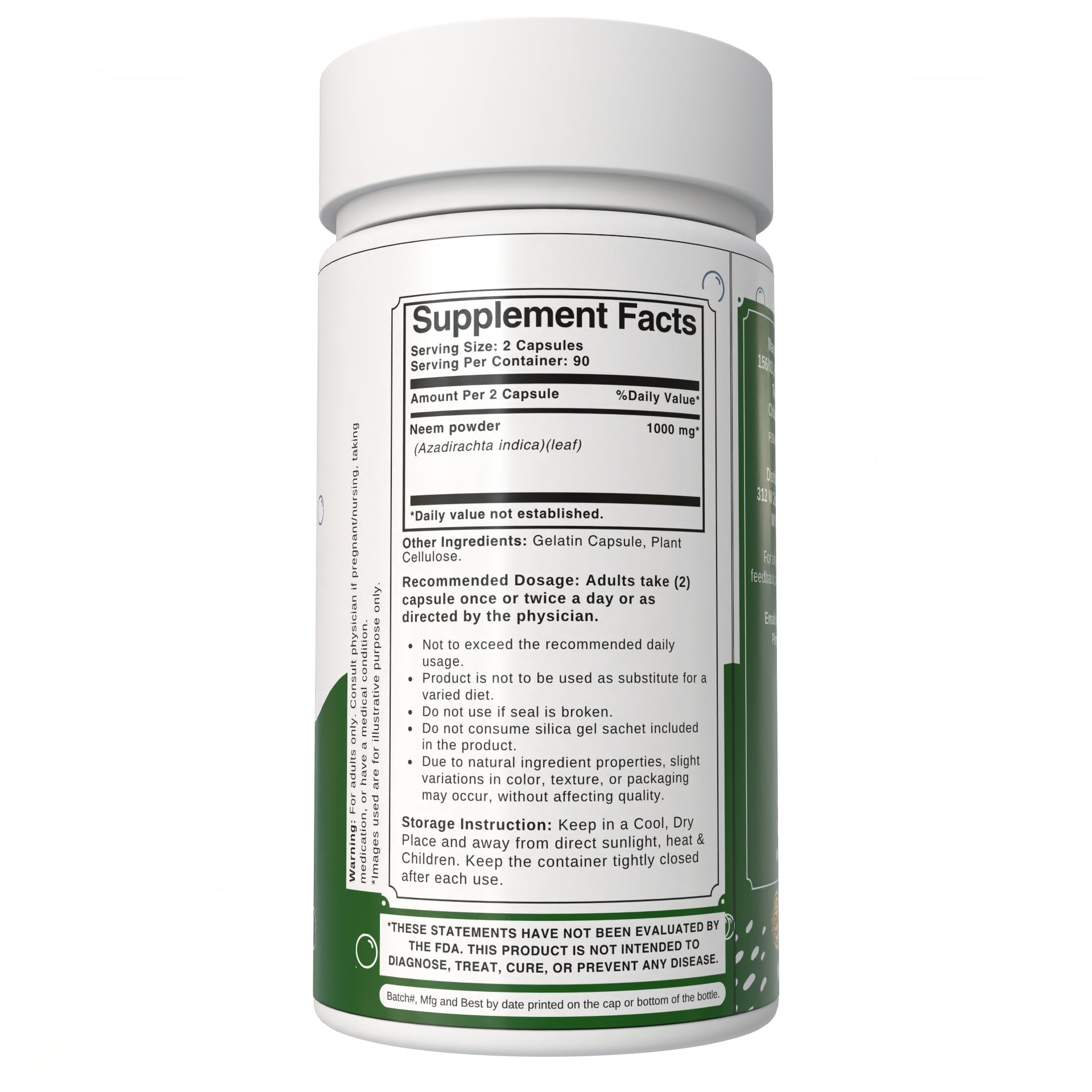 Bloofah Neem Leaf Powder Capsules 1000mg (Azadirachta Indica) Herbal Supplement for Natural Wellness, Non-GMO, Gluten-Free, 100% Pure Neem Leaf Powder For Overall Health Bloofah Neem Leaf Powder Capsules 1000mg (Azadirachta Indica) Herbal Supplement for Natural Wellness, Non-GMO, Gluten-Free, 100% Pure Neem Leaf Powder For Overall Health