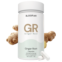Bloofah GR Ginger Root Capsules 500mg | Zingiber officinale Extract | 120 Capsules