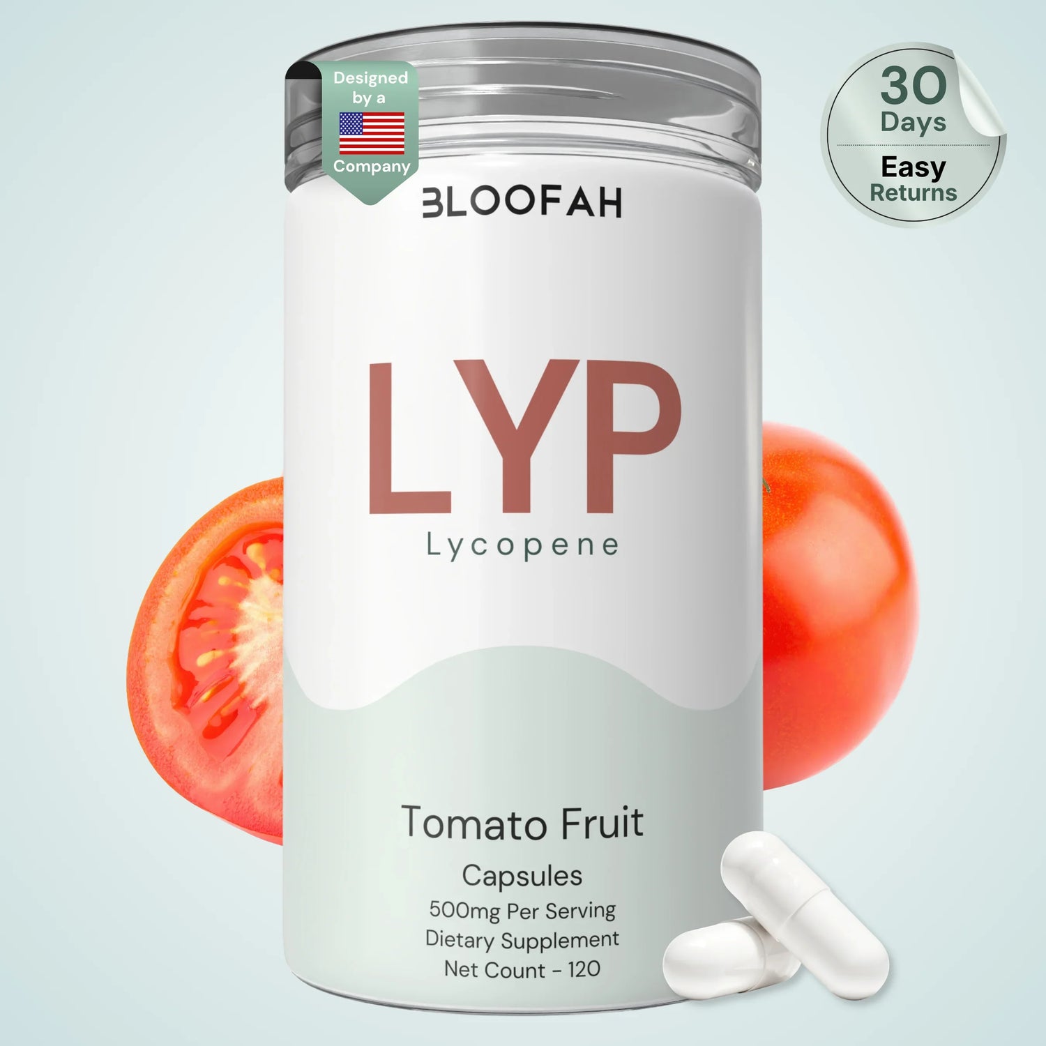 Bloofah LYP Lycopene Tomato Fruit Capsules 500mg | Natural Source of Lycopene