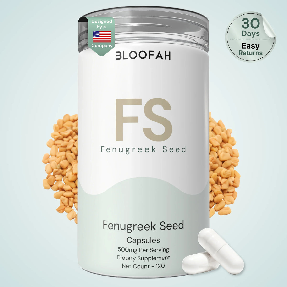 Bloofah FS Fenugreek Capsules 500mg | Trigonella foenum-graecum Seed Extract | 120 Capsules