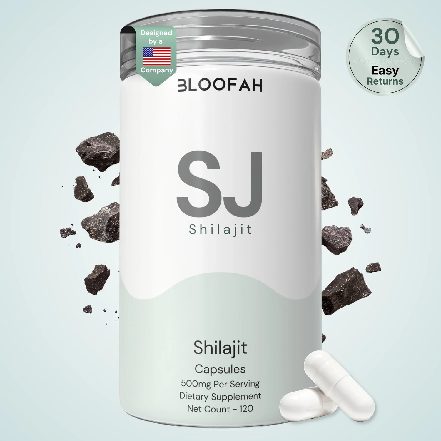 Bloofah SJ Shilajit Capsules 500mg | Himalayan Mineral Resin Extract | 120 Capsules