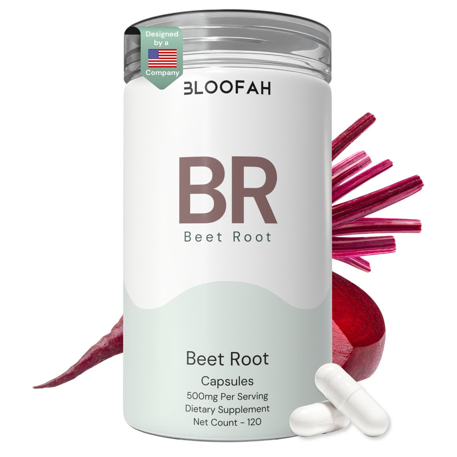 Bloofah BR Beetroot Capsules 500mg | Beta vulgaris Root Extract | 120 Capsules