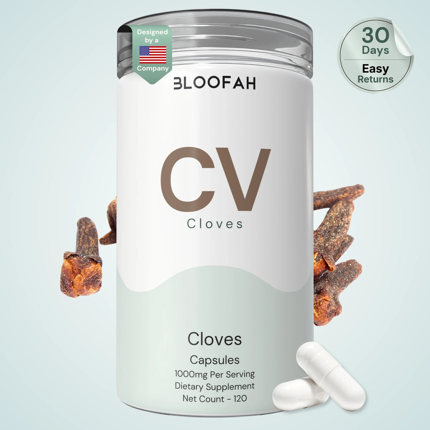Bloofah CV Clove Capsules 1000mg | Syzygium aromaticum Bud | 120 Capsules