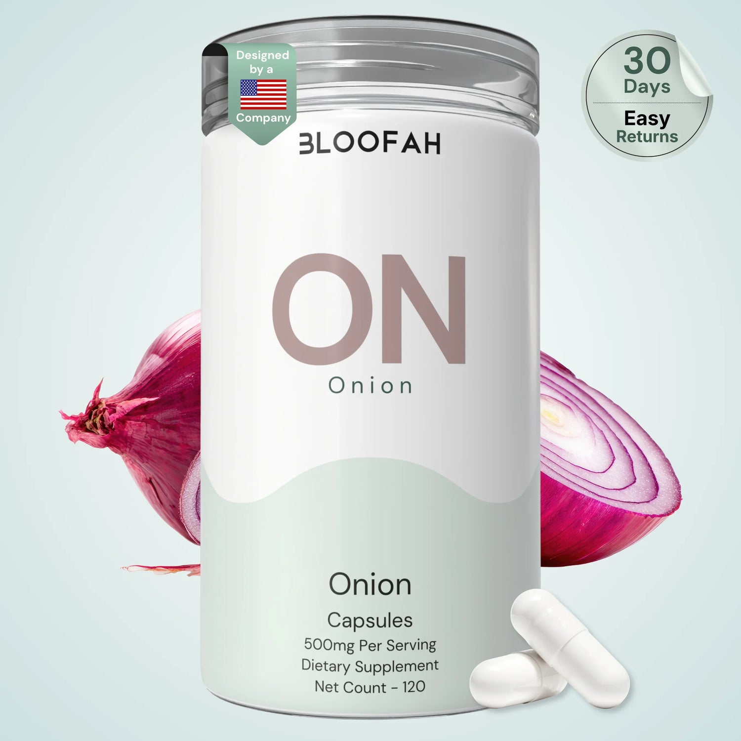 Bloofah ON Onion Capsules 500mg | Allium cepa Bulb Extract | 120 Capsules