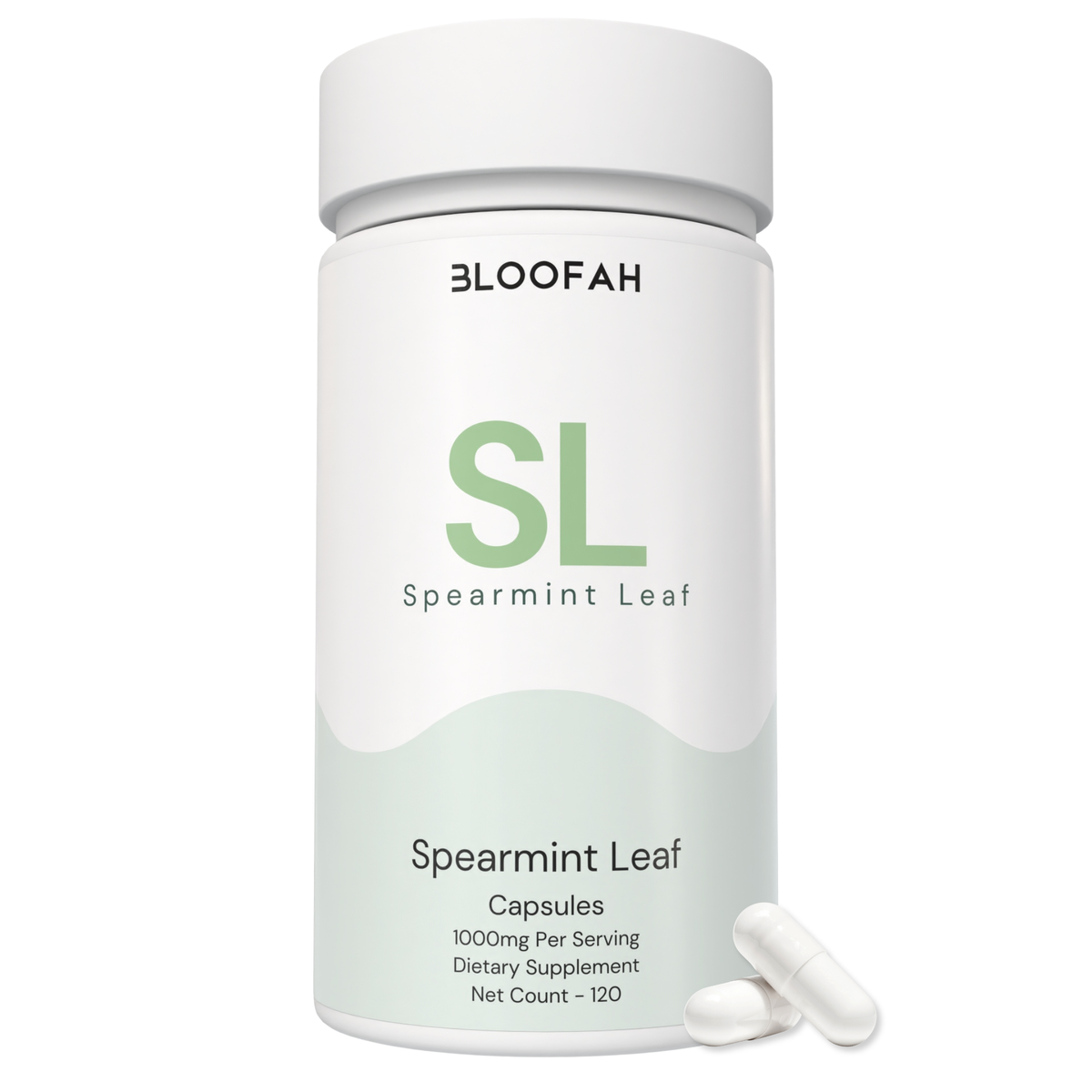 Bloofah SL – Spearmint Capsules 1000mg | Digestion & Freshness Support (120 Capsules)