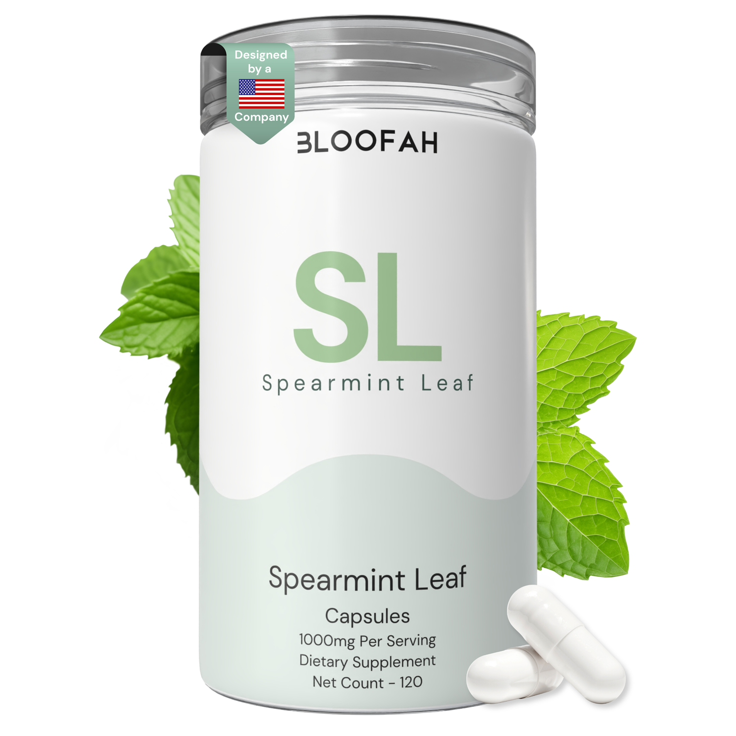 Bloofah SL Spearmint Capsules 1000mg | Mentha spicata Leaf | 120 Capsules