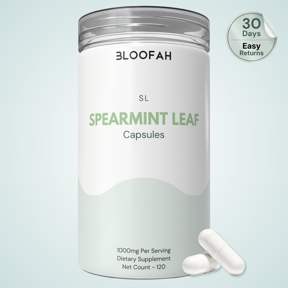 Bloofah SL Spearmint Capsules 1000mg | Mentha spicata Leaf | 120 Capsules