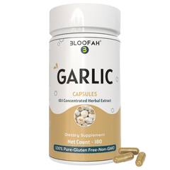Bloofah Garlic Extract Capsules 500mg | 100% Pure Garlic (Allium sativum) Powder | Herbal Supplement for Health and Wellness | Natural, Gluten Free, Non-GMO Formula 5000mg Per Serving