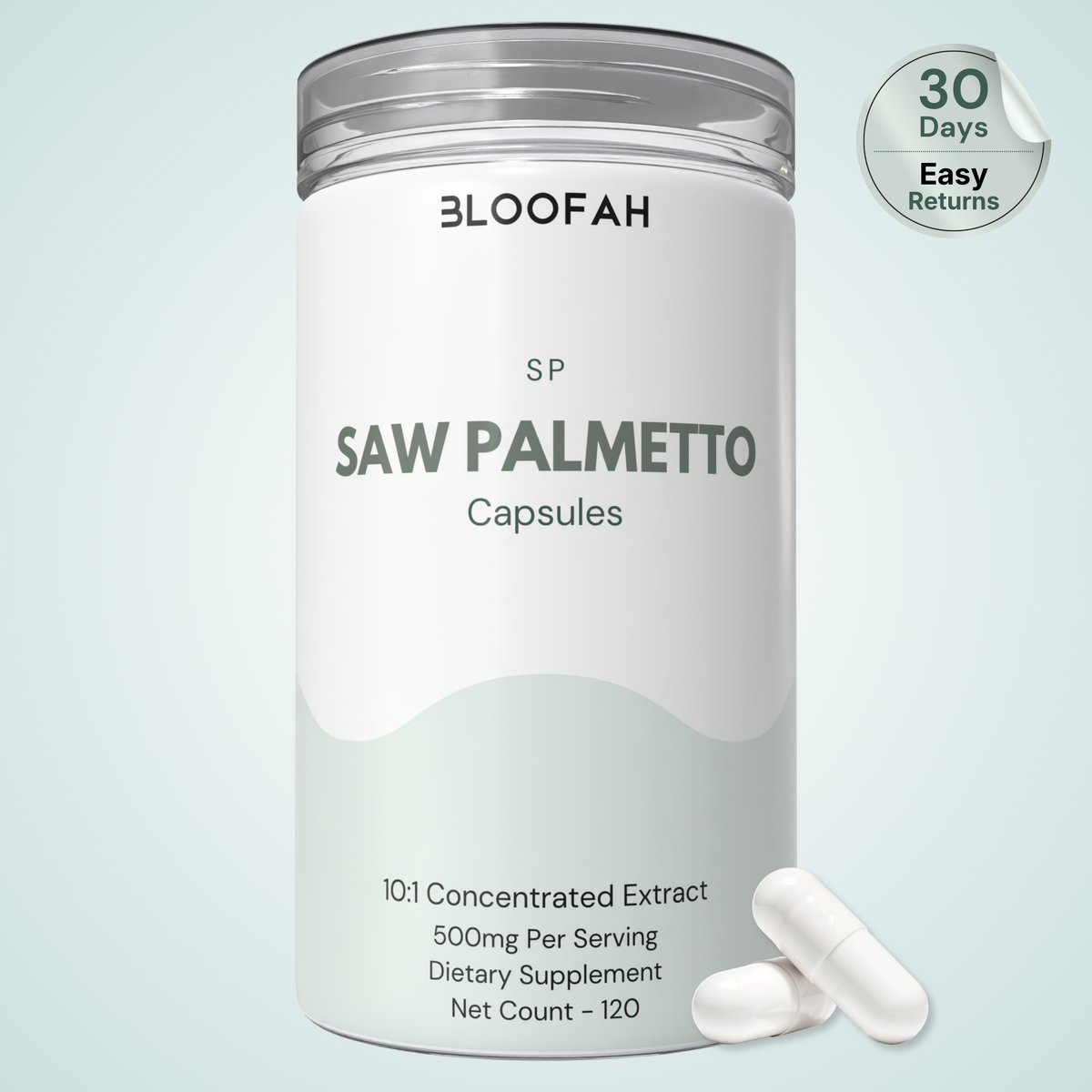 Bloofah SP Saw Palmetto Capsules 500mg | Serenoa repens Berry Extract | 120 Capsules