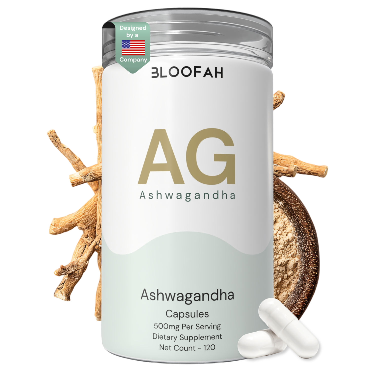 Bloofah AG Ashwagandha Capsules 500mg | Withania somnifera Root Extract | 120 Capsules