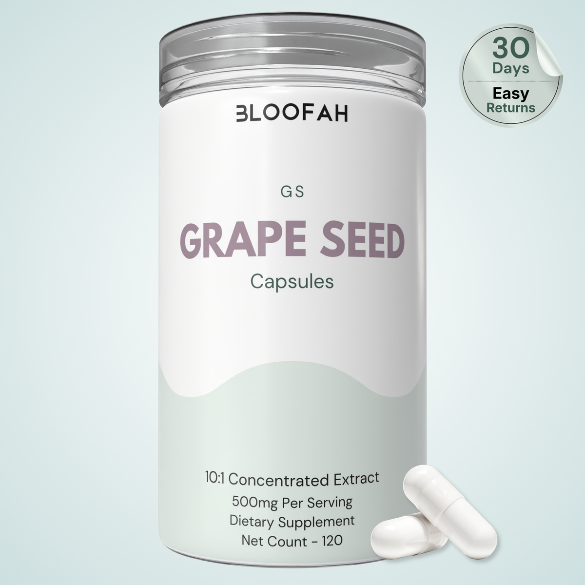 Bloofah GS Grape Seed Capsules 500mg | Vitis vinifera Extract | 120 Capsules