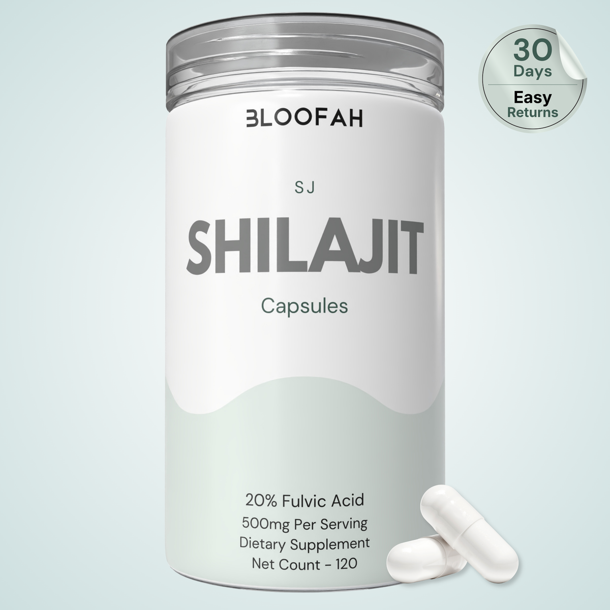 Bloofah SJ Shilajit Capsules 500mg | Himalayan Mineral Resin Extract | 120 Capsules