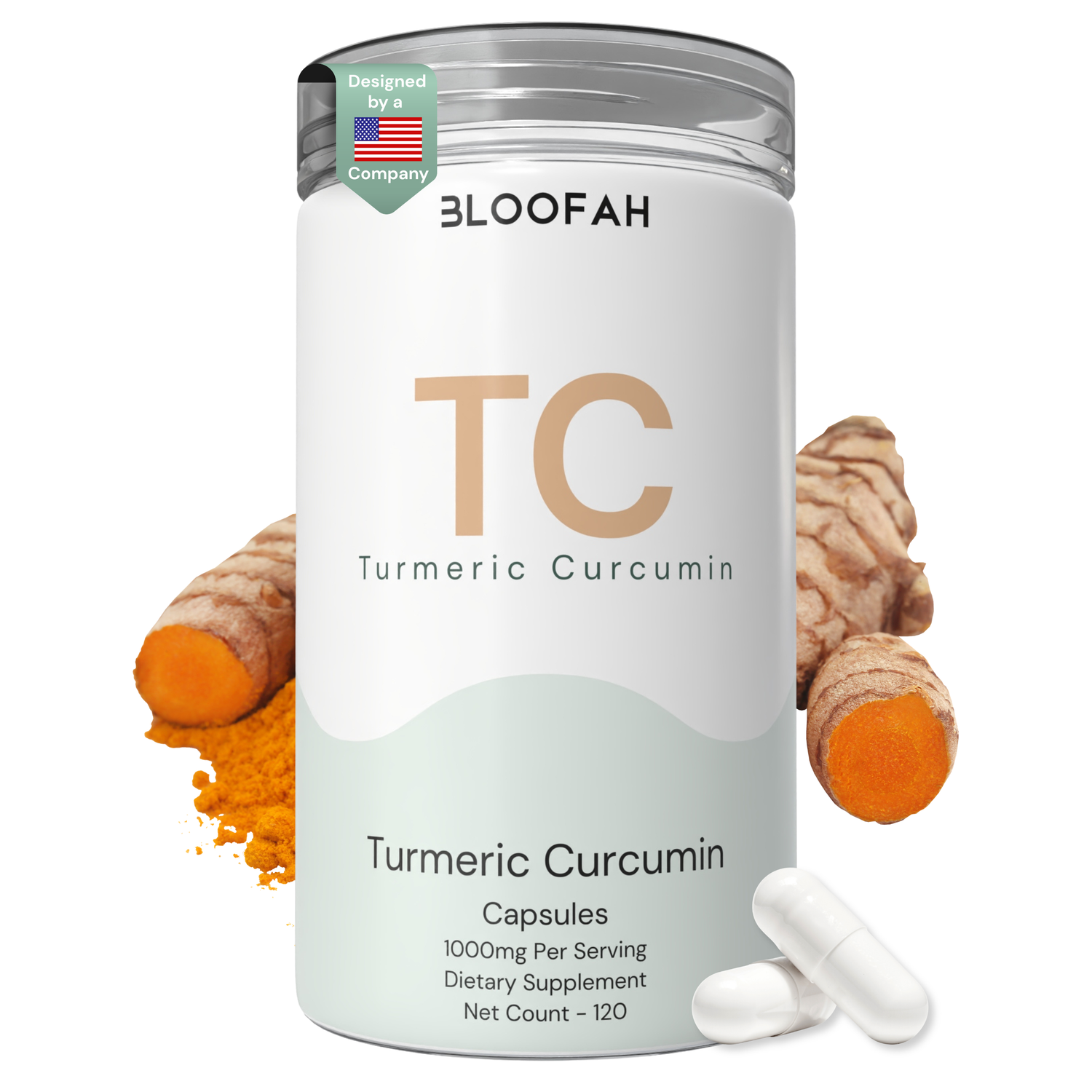 Bloofah TC Turmeric Capsules 1000mg | Curcuma longa Root with Black Pepper | 120 Capsules