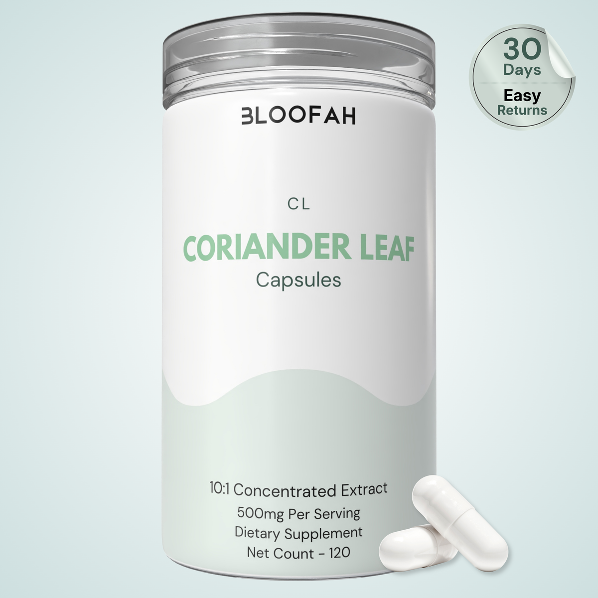 Bloofah CL Coriander Capsules 500mg | Coriandrum sativum Leaf Extract | 120 Capsules