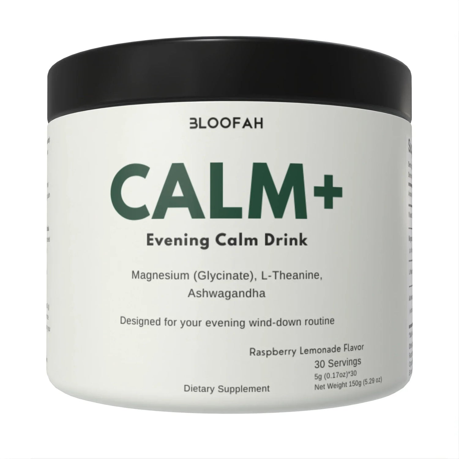 Bloofah Calm+ Evening Drink Mix | Magnesium Glycinate, L-Theanine & Ashwagandha | 30 Servings