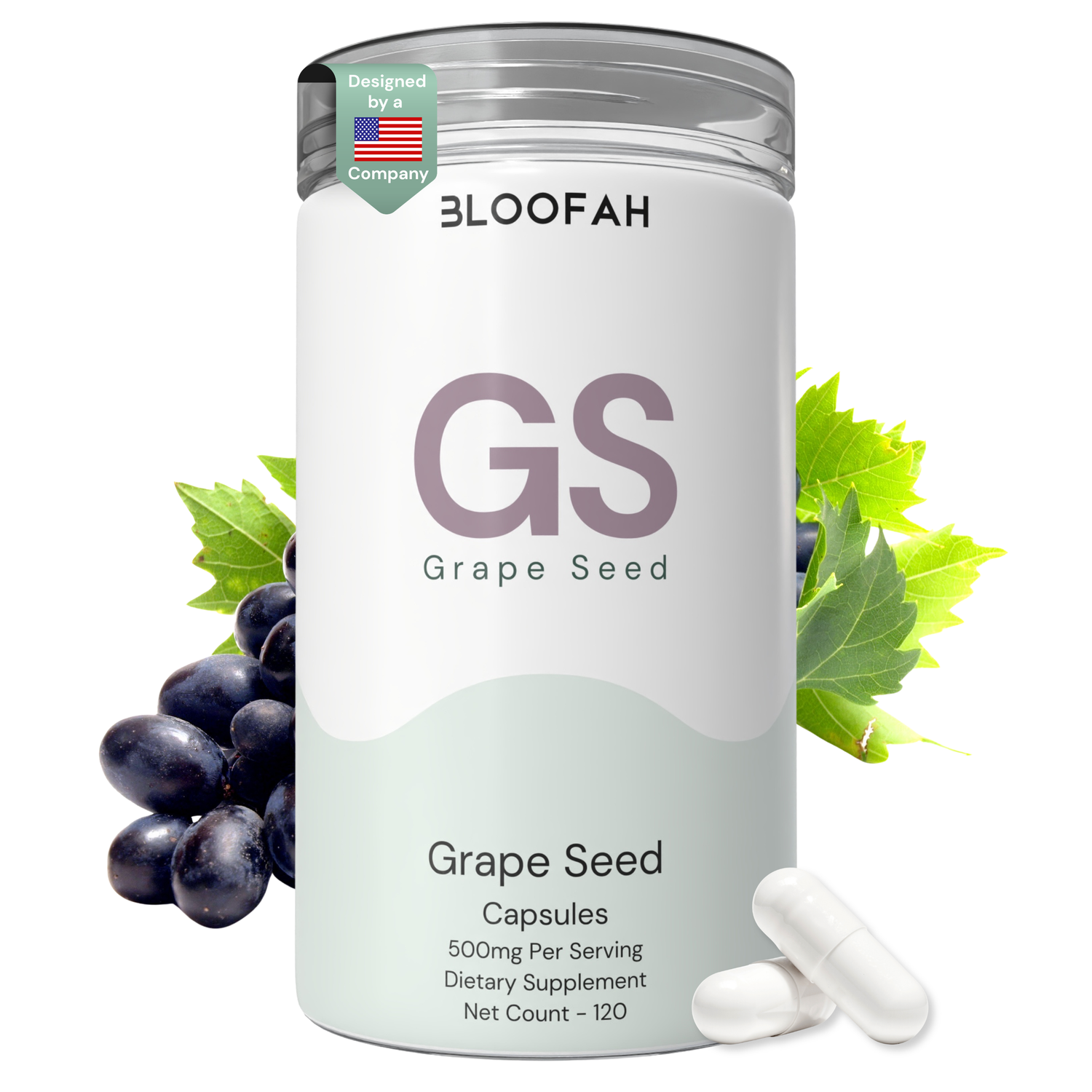 Bloofah GS Grape Seed Capsules 500mg | Vitis vinifera Extract | 120 Capsules