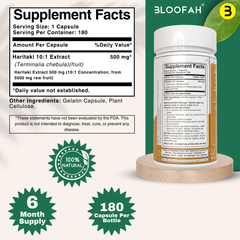 Bloofah Haritaki Capsules 500mg | Natural Digestive Health Supplement | 100% Pure Haritaki (Terminalia chebula) Fruit Extract 10:1 Powder | Non-GMO, Gluten Free Formula Herbal Supplement