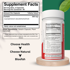 Bloofah Tomato Fruit Powder Capsules 500mg | Rich in Natural Lycopene | Natural Carotenoid Supplement For Health And Wellness Support | Non-GMO, Gluten-Free