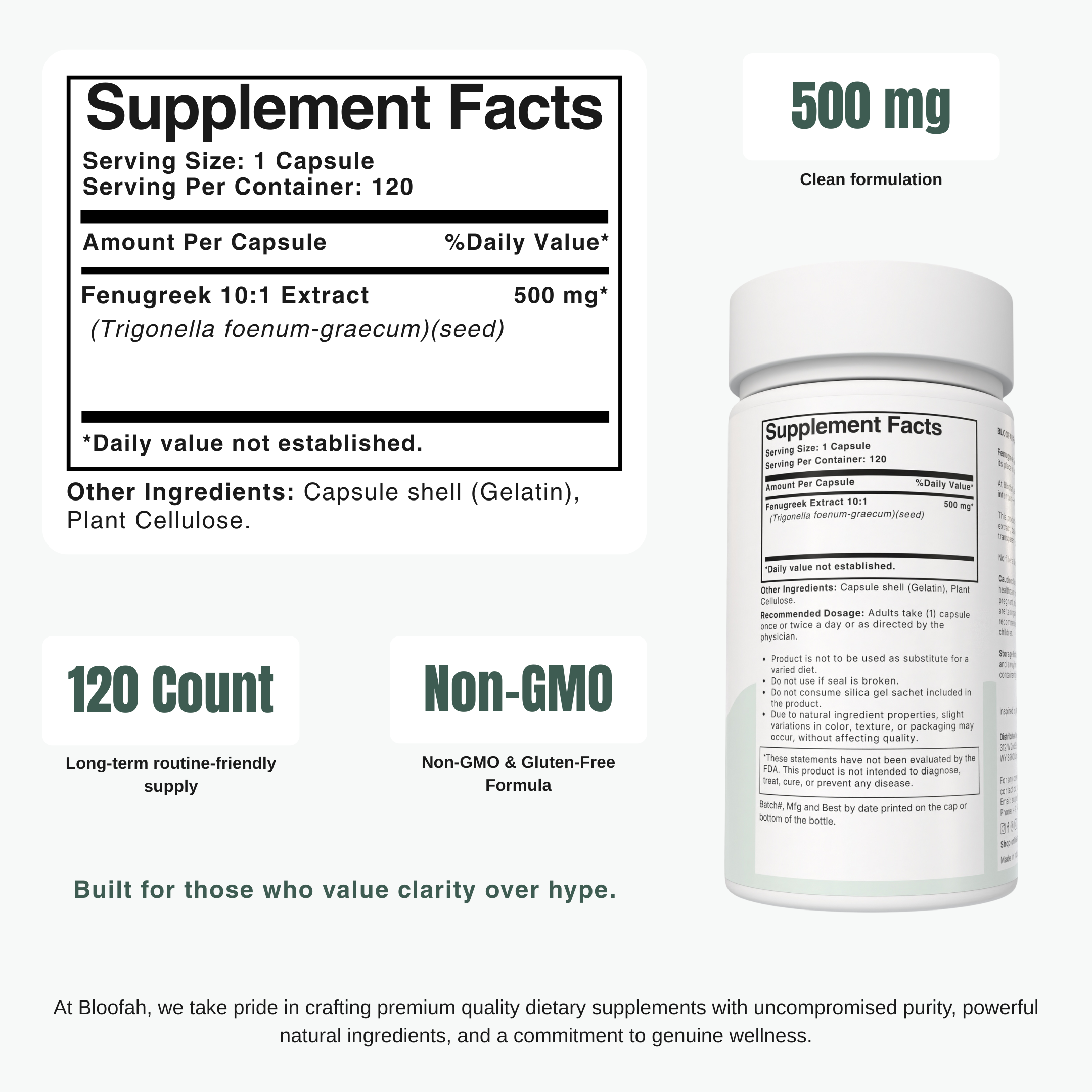 Bloofah FS – Fenugreek Seed Capsules 500mg | Metabolic & Digestive Support (120 Capsules)