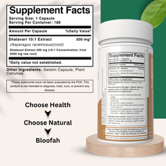 Bloofah Shatavari Root Capsules 500mg | 10:1 Extract Powder Eq. to 5000mg | Premium Herbal Supplement | Natural Asparagus racemosus for General Vitality | Non-GMO, Gluten-Free