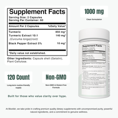 Bloofah TC – Turmeric Capsules 1000mg | Joint Comfort & Antioxidant Support (120 Capsules)