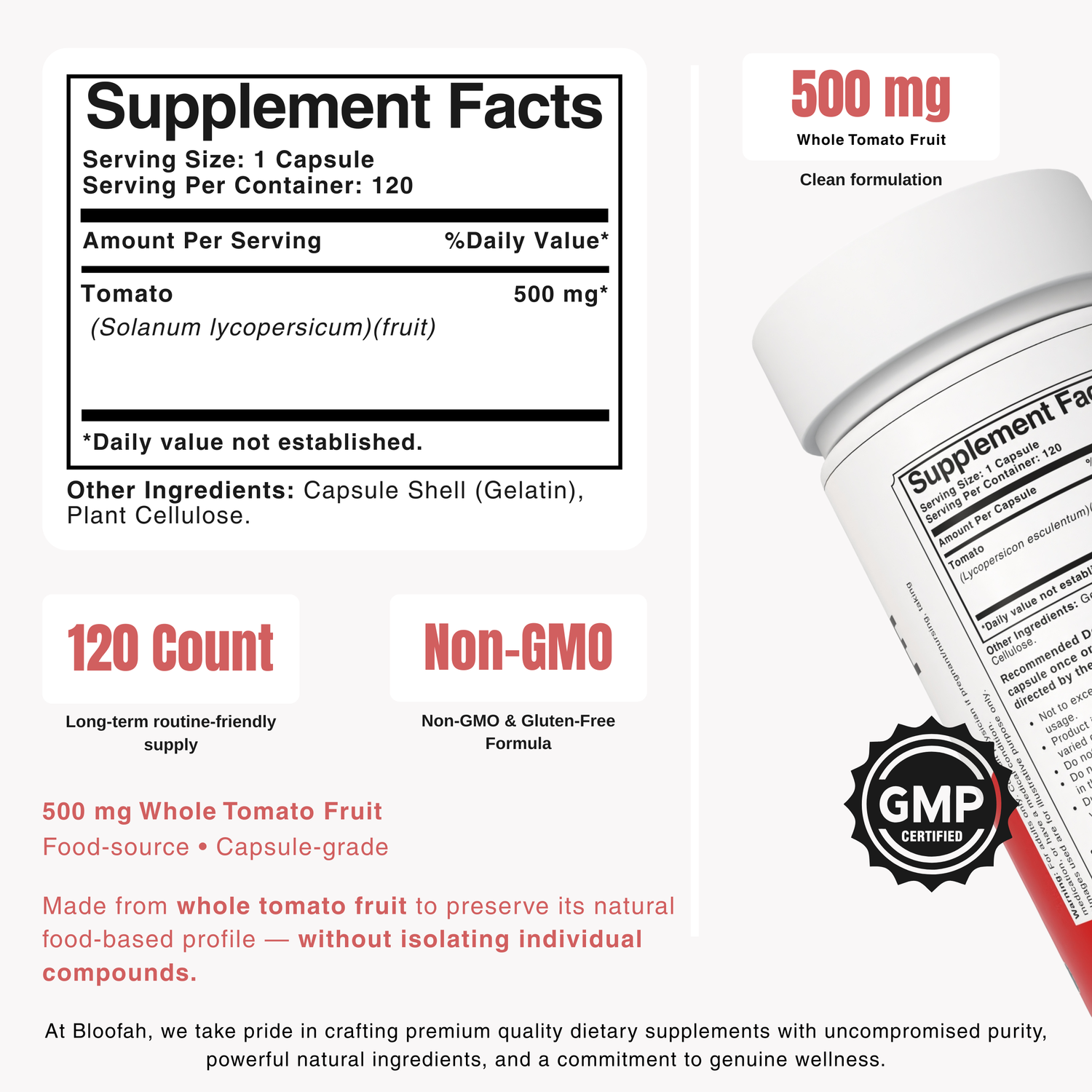 Bloofah LYP Lycopene Tomato Fruit Capsules 500mg | Natural Source of Lycopene