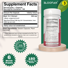 Bloofah Beet Root Extract Capsules 500mg | Premium Herbal Supplement, Non-GMO, Gluten-Free, Natural Beet Root Extract 10:1 Powder (Beta vulgaris) for Overall Health